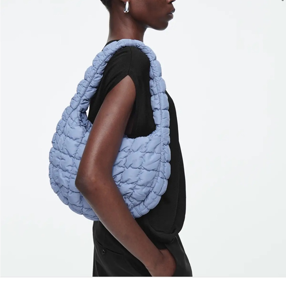NEW 🆕 COS Blue Satchel with Quilted Texture and Trendy Design